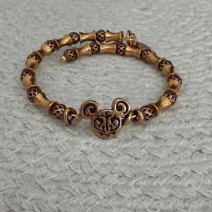 Alex and Ani Bronze Beaded Wrap Bracelet with Disney Mouse Charm